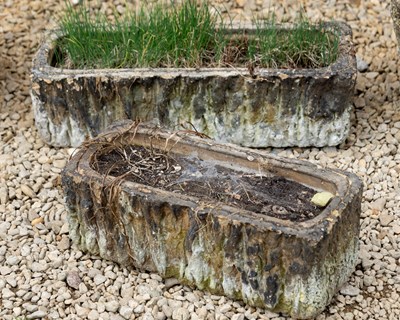 Lot 1191 - Two small old garden troughs