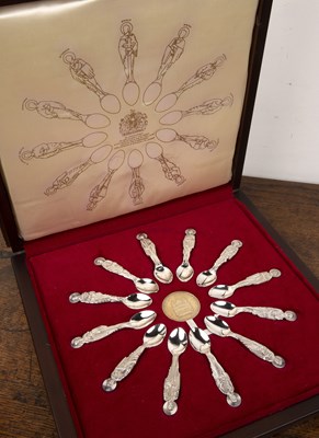 Lot 439 - Cased set of twelve limited edition silver...