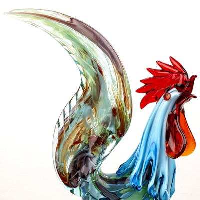 Lot 379 - Attributed to Murano Glass Glass rooster,...