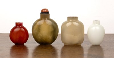 Lot 224 - Four snuff bottles Chinese including a glass...