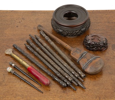 Lot 402 - Group of pieces Chinese including opium scales,...