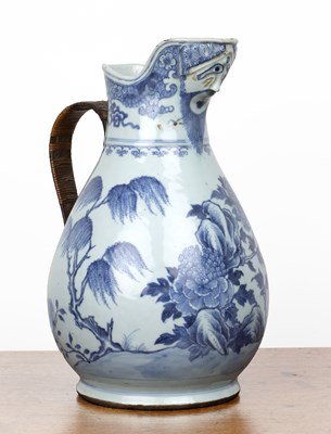 Lot 14 - Large porcelain blue and white jug Chinese,...