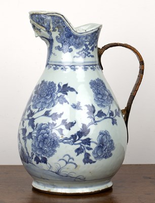 Lot 14 - Large porcelain blue and white jug Chinese,...