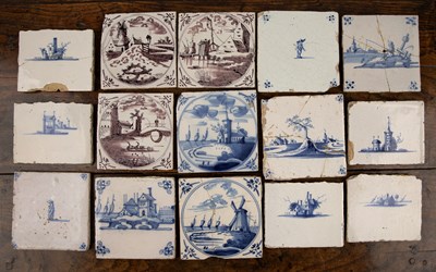 Lot 297 - Collection of Delft tiles Dutch, blue and...