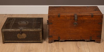 Lot 251 - A camphorwood chest together with a small Zanzibar style chest