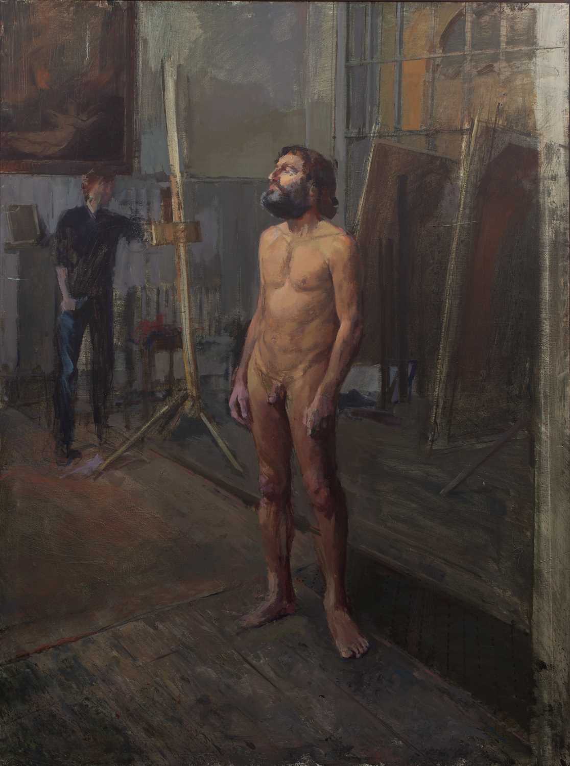 Lot 10 - Jane Bond (1939), 'Standing male nude', oil on...