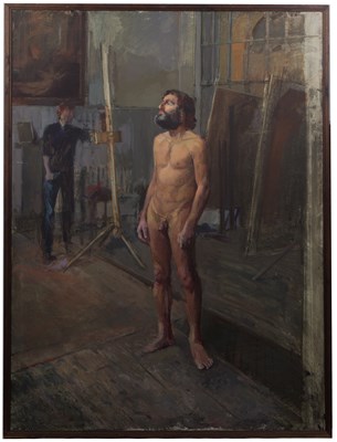 Lot 10 - Jane Bond (1939), 'Standing male nude', oil on...