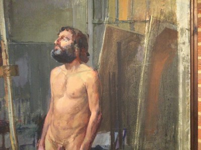 Lot 10 - Jane Bond (1939), 'Standing male nude', oil on...