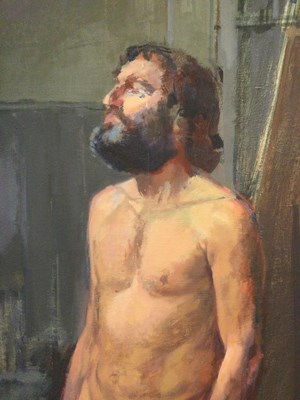 Lot 10 - Jane Bond (1939), 'Standing male nude', oil on...