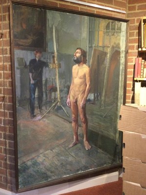 Lot 10 - Jane Bond (1939), 'Standing male nude', oil on...