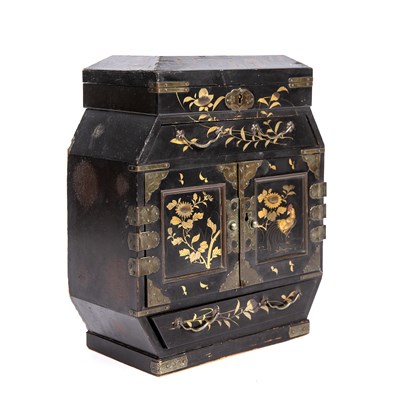 Lot 24 - A Japanese Meiji lacquered table cabinet with...