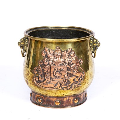 Lot 42 - An early Victorian brass and copper log bin...