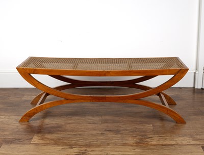 Lot 102 - Belara Walnut framed table with bergere caned...