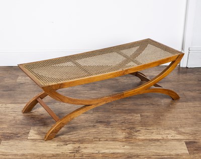Lot 102 - Belara Walnut framed table with bergere caned...