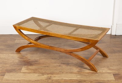 Lot 102 - Belara Walnut framed table with bergere caned...