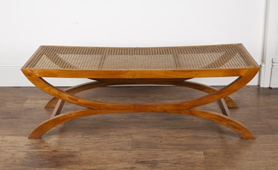 Lot 102 - Belara Walnut framed table with bergere caned...