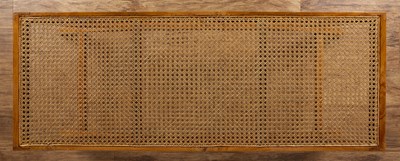Lot 102 - Belara Walnut framed table with bergere caned...