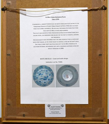 Lot 160 - Ca Mau cargo saucer or plate Chinese, 18th...