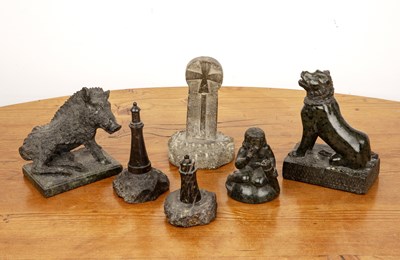 Lot 334 - Group of pieces to include a carved green...