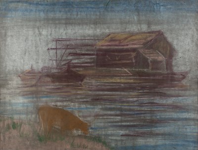 Lot 251 - Ervin Bossányi (1891-1975) Water Edge with...