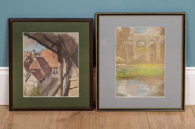 Lot 242 - Edward Woore (1880-1960), 'The Viaduct' and 'Rothenburg ob der Tauber'