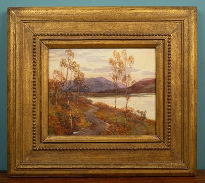 Lot 344 - William G. Miller, a Scottish Landscape with a Loch and mountains