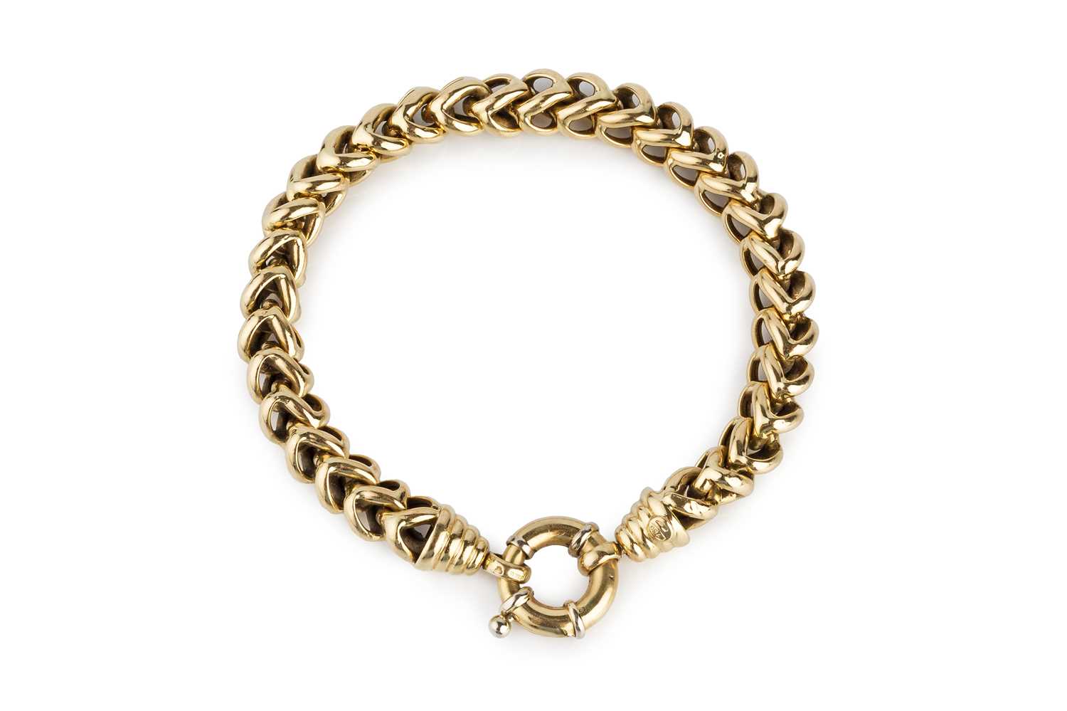 Lot 8 - An 18ct two colour gold bracelet, of...