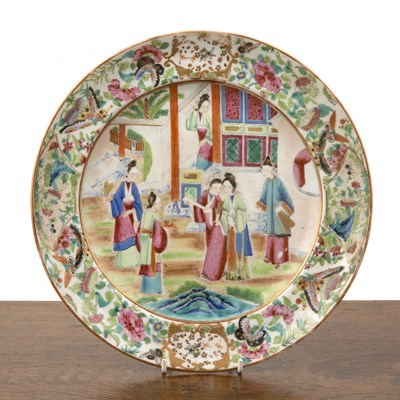 Lot 130 - Canton polychrome plate Chinese,19th Century...