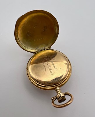 Lot 239 - A diamond set hunter fob watch, the white...