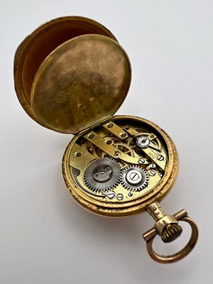 Lot 239 - A diamond set hunter fob watch, the white...