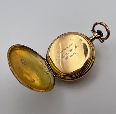 Lot 239 - A diamond set hunter fob watch, the white...