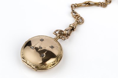Lot 239 - A diamond set hunter fob watch, the white...
