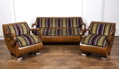 Lot 106 - Art Deco sofa suite Rosewood, comprising of an...