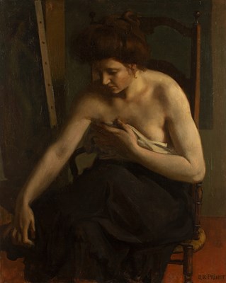 Lot 225 - Rene-Xavier Prinet (1861-1946) A seated lady...