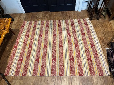 Lot 135 - Pair of red and cream floral curtains With...