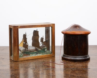 Lot 127 - Victorian turned string box Lignum vitae,...