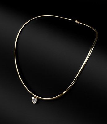 Lot 81 - A diamond single stone pendant necklace, the...