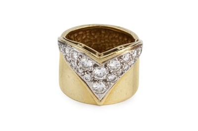 Lot 91 - A diamond set band ring, the slightly tapered...