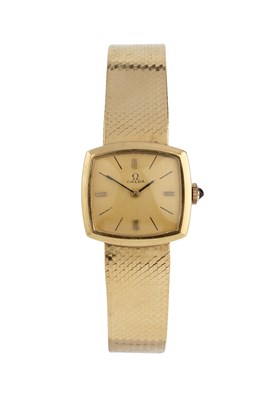 Lot 248 - A lady's bracelet watch by Omega, the shaped...