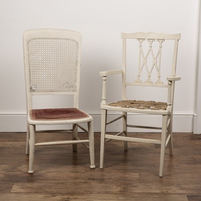 Lot 24 - Two painted chairs 19th Century, one with...