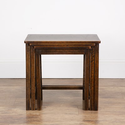 Lot 98 - Heals Oak, nest of three tables, the smallest...