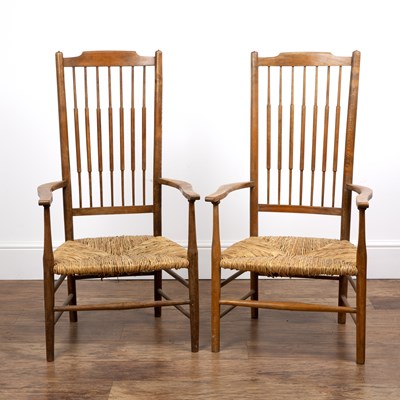 Lot 99 - Gwynn & Sons Pair of ash and elm low chairs,...