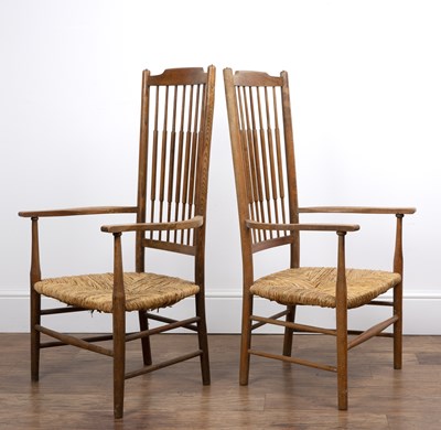 Lot 99 - Gwynn & Sons Pair of ash and elm low chairs,...
