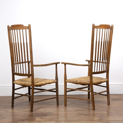 Lot 99 - Gwynn & Sons Pair of ash and elm low chairs,...