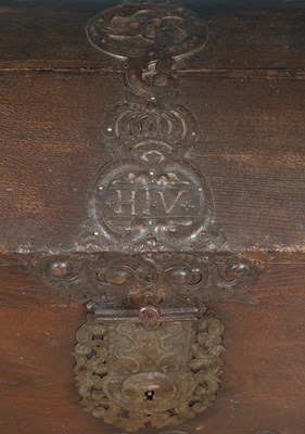 Lot 158 - An 18th century Continental dome-topped strapwork chest