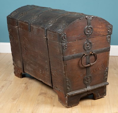 Lot 158 - An 18th century Continental dome-topped strapwork chest