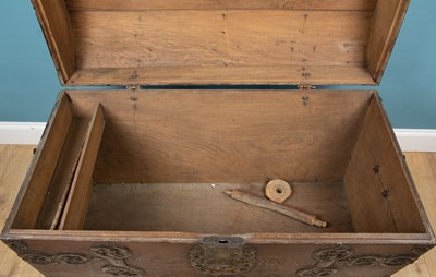 Lot 158 - An 18th century Continental dome-topped strapwork chest