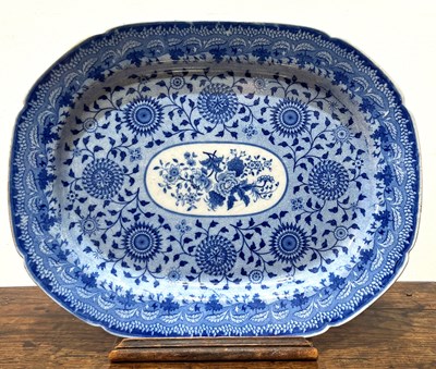 Lot 289 - Large blue and white porcelain meat plate...