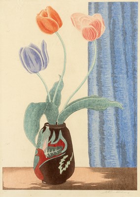 Lot 292 - Yoshijiro Urushibara (1888-1953) Tulips signed...