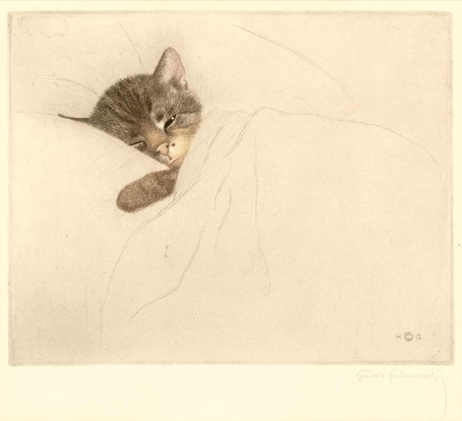 Lot 290 - Guido Grünewald (1881-1935) Sleeping Kitten...